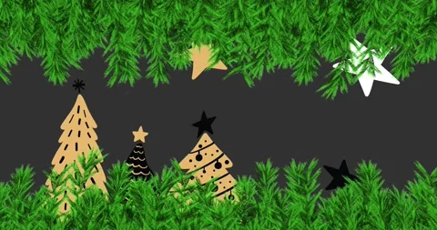 Animation of fir tree branches over christmas tree pattern Stock Footage 161459109