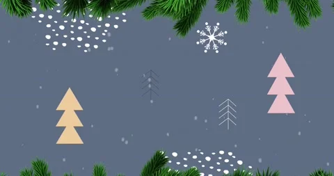 Animation of fir tree branches over christmas tree pattern Stock Footage 161459137