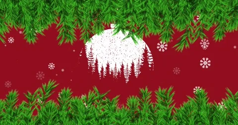 Animation of fir tree branches over christmas pattern Stock Footage 161459271