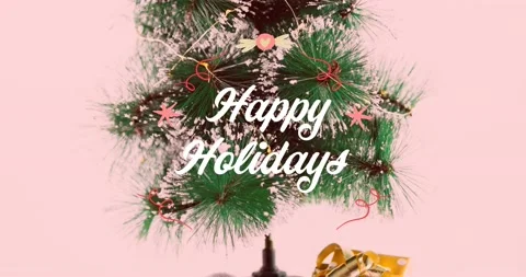 Animation of fir tree branches over christmas pattern Stock Footage 201089990