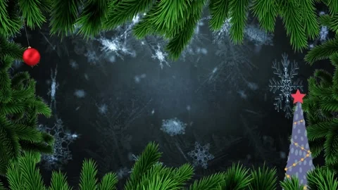 Animation of fir tree branches over christmas pattern Stock Footage 328974274