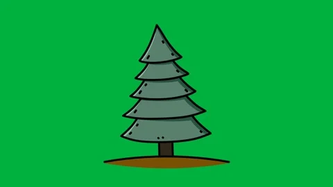Animation of a fir tree moving in the wind with a green screen background Stock Footage 319612595