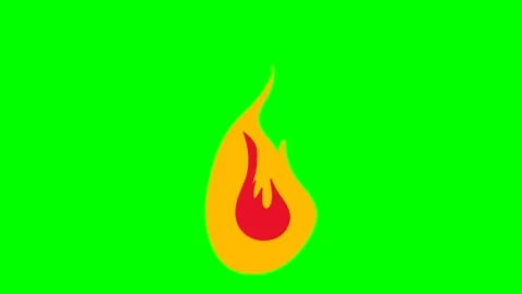 Animation of fire flames in a hand drawn style, on a green chromakey background Stock Footage 294737713