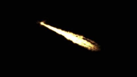 Animation of fire from a flying rocket, upwards, on a black background Stock Footage 157726285