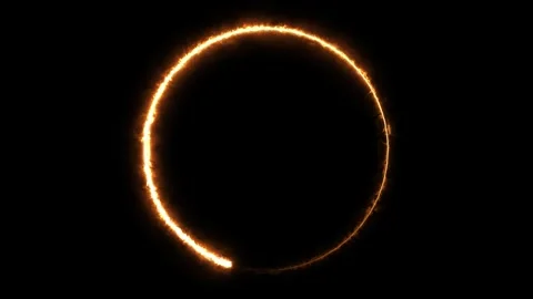 Animation of fire neon circle frame, ring shape, empty space, burning light, 80' Stock-Footage 254879084
