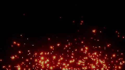 Animation of fire sparkles on black background. Burning in dots or small Video stock 306126559