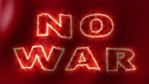 Animation Fire Text No War On Black Background. Fabric structure Vídeo Stock 201734192