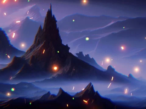 Animation of fireflies flying in forest and mountains Vidéo 242421363