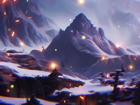 Animation of fireflies flying in forest and mountains Stock Footage 242453140