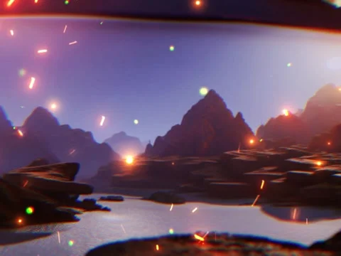 Animation of fireflies flying in forest and mountains Vidéo 242453227