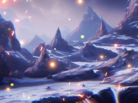 Animation of fireflies flying in forest and mountains Stockbeeldmateriaal 242453257