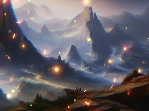 Animation of fireflies flying in forest and mountains Vidéo 242453267