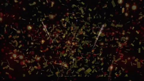 Animation of fireworks exploding and confetti falling Stock Footage 316820750