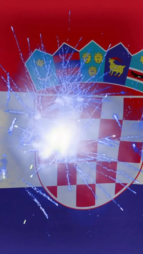 Animation of fireworks exploding over flag of croatia Vídeos de archivo 343824324