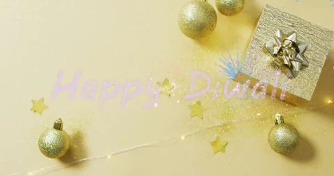 Animation of fireworks exploding over happy diwali text banner against christmas 動画素材 328354364