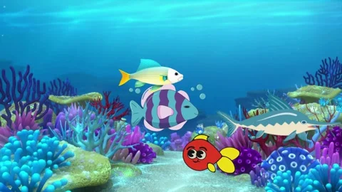 Animation of fish swimming in the ocean Stock Footage 279208512