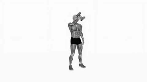 Animation of a fit man exercising dumbbell single arm low fly fitness workout Stock Footage 243085879