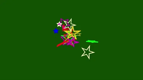 Animation of five-pointed stars of different colors on a green background. Stock Footage 167096469