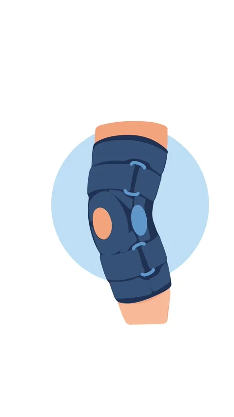 Animation fixed knee with orthopedic brace for injury recovery Stock Footage 345582259