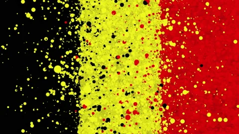 Animation of the flag of Belgium emerging from a cloud of particles Stock Footage 163696716