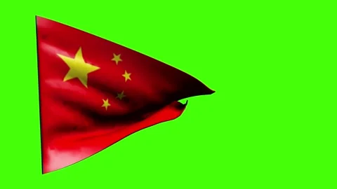 Animation of the flag of China on a green background. Stock Footage 219340470