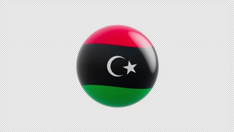 Animation of the flag of the country "Libya", stylized as a sphere.  alpha ch Stock Footage 251530264