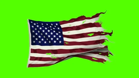 Animation of flag on green screen, Grunge American flag, Memorial Day Stock Footage 345126560