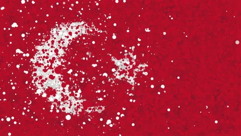 Animation of the flag of Turkey appearing from a cloud of colored particles Stock Footage 163946129