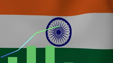 Animation Flag in wind with chart overlay  - India Stock Footage 233761734