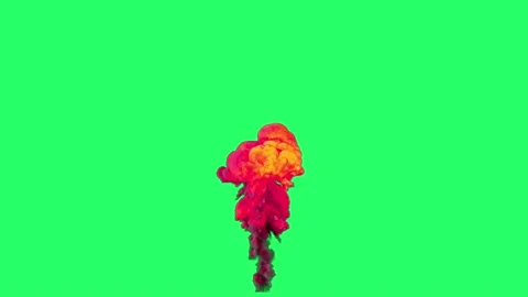 Animation flames fire bombs effects isolate on green screen. 	 Stock Footage 231088293