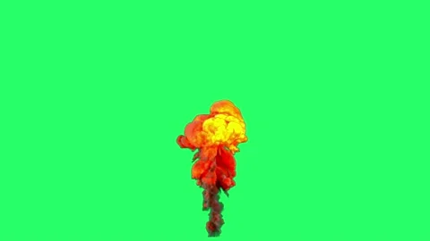 Animation flames fire bombs effects isolate on green screen. 	 Stock Footage 231088298