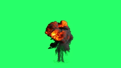 Animation flames fire bombs effects isolate on green screen. 	 Stock Footage 231088368