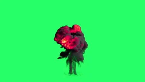 Animation flames fire bombs effects isolate on green screen. 	 Stock Footage 231088376