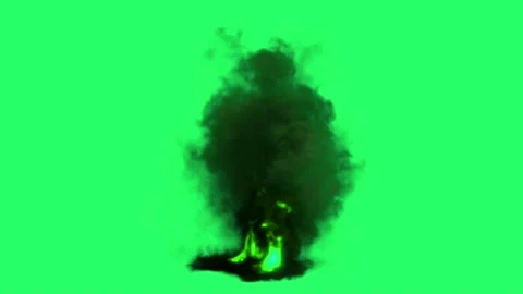 Animation flames fire bombs effects isolate on green screen. 	 Stock Footage 231088384