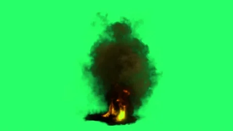 Animation flames fire bombs effects isolate on green screen. 	 Stock Footage 231088395