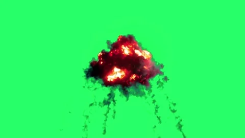 Animation flames fire bombs effects isolate on green screen. 	 Stock Footage 231088428
