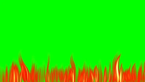 Animation of flames line at the bottom of the screen with green chromakey for Stock Footage 295602691