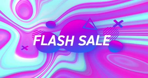 Animation of flash sale text over blue liquid background Vidéo 328090446
