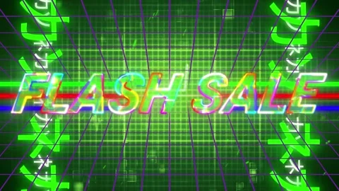 Animation of flash sale text over squares Stock Footage 330296542