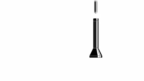 The animation of the flashlight. Flashlight with batteries. Cartoon Stock Footage 116365468