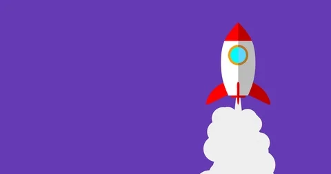Animation of flat style rocket Stock Footage 115186513