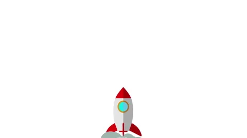 Animation of flat style rocket Stock Footage 151527232