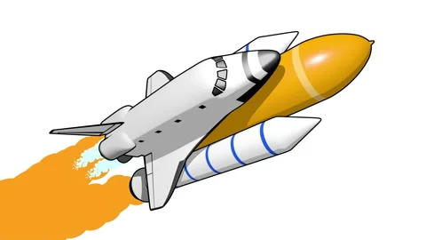 Animation of flat style rocket Stock Footage 160650096
