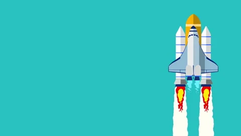 Animation of flat style rocket Stock Footage 160650831