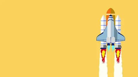 Animation of flat style rocket Stock Footage 160650935