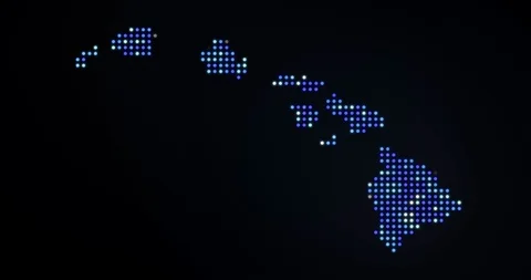Animation of flicker led map of Hawaii in blue tones. Stock Footage 124950161