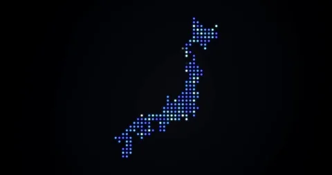 Animation of flicker led map of Japan in blue tones. Stock Footage 124950163