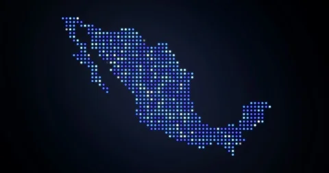 Animation of flicker led map of Mexico in blue tones. Stock Footage 124950225