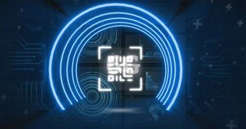 Animation of flickering white qr code on blue background Stock-Footage 328303158