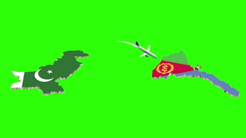 Animation  Of Flight From PAKISTAN To ERITREA Stock Footage 296219568